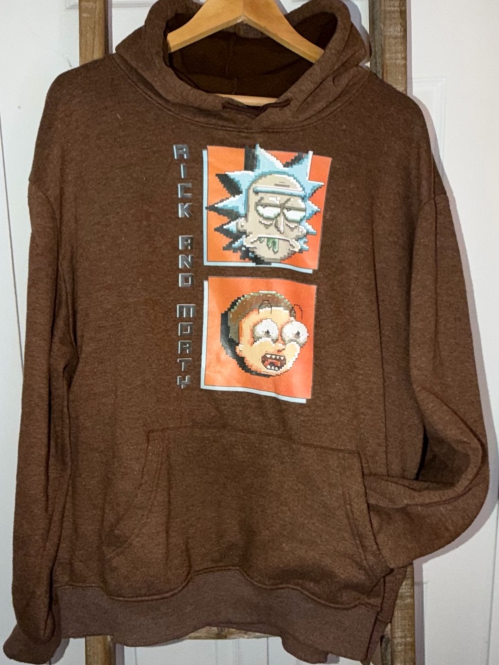 Rick and Morty Brown Graphic Hoodie - Men